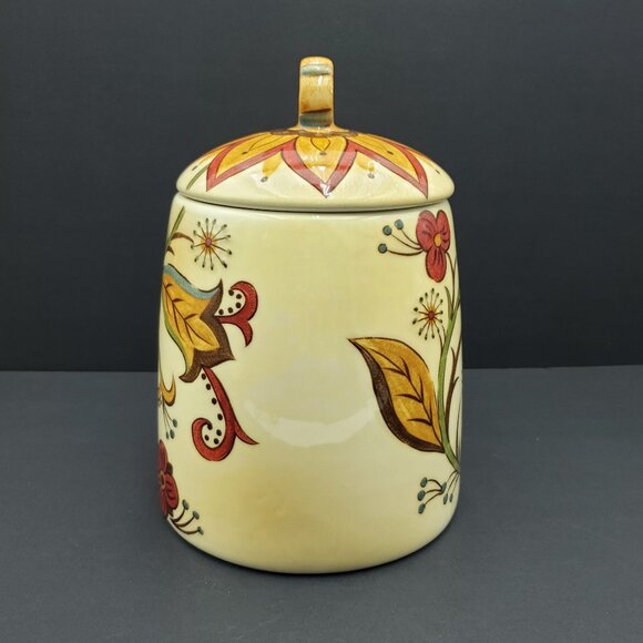 Pier 1 Carynthum Cookie Jar PIer 1 Imports Colorful Floral Canister Treat Jar - Picture 2 of 10